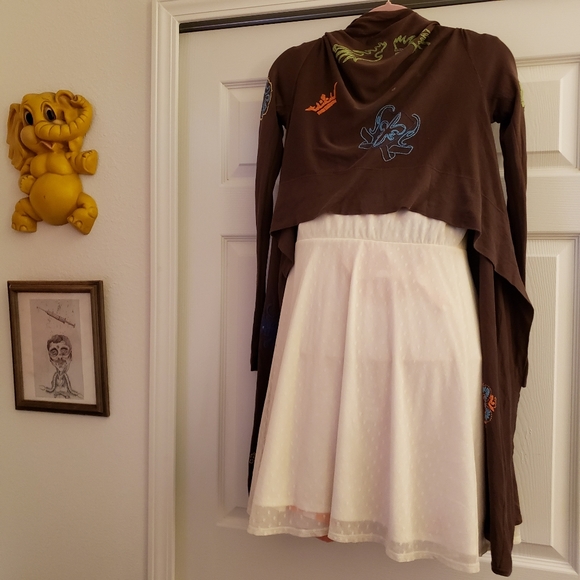 BCBG MAXAZRIA Brown Silk Cotton Tie Wrap Cardigan - Picture 7 of 14